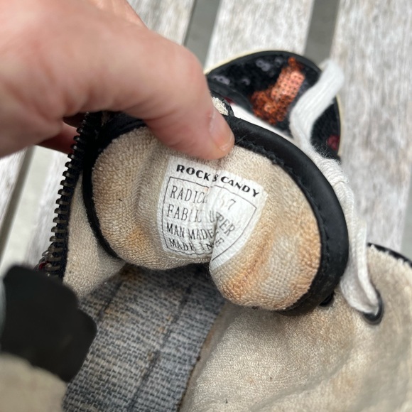 Sequin High-Top Sneakers - Black and Red by ROCK CANDY CLEAN SZ 7 - Picture 2 of 5